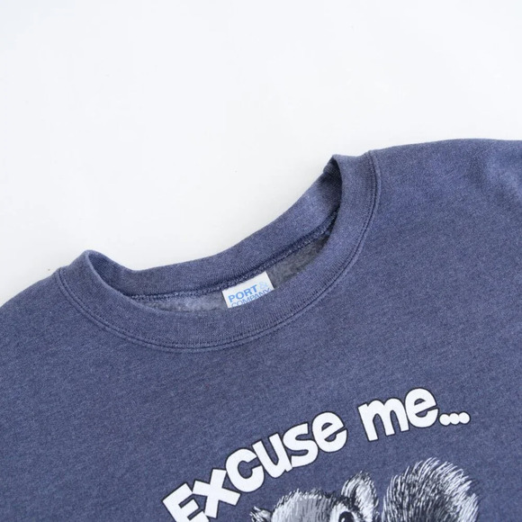 Port & Company Chipmunk Comedy FGrey Crew Neck Cotton Sweater XL - Picture 9 of 11